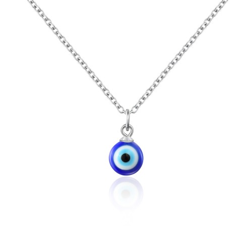 PPJew Evil Eye Necklace Chain Blue Eyes Amulet Pendant Necklace