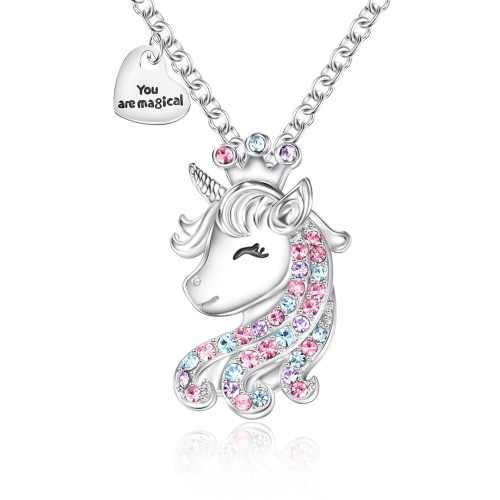 Unicorn Necklace Magical Winged Pony Jewelry Sterling Silver Mythical  Unicorn Party Charm Custom Girls Necklace Gift Party Favor 